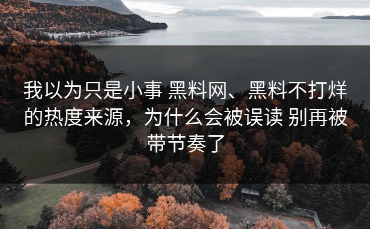 我以为只是小事 黑料网、黑料不打烊的热度来源，为什么会被误读 别再被带节奏了