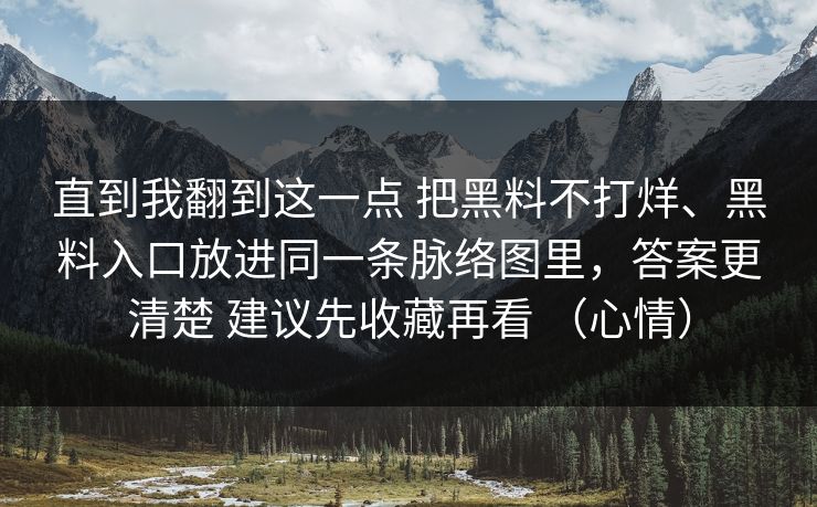 直到我翻到这一点 把黑料不打烊、黑料入口放进同一条脉络图里，答案更清楚 建议先收藏再看 （心情）