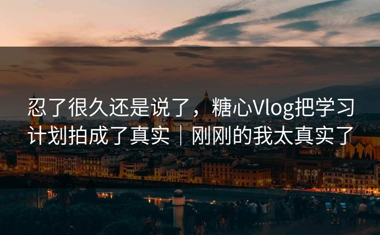 忍了很久还是说了，糖心Vlog把学习计划拍成了真实｜刚刚的我太真实了