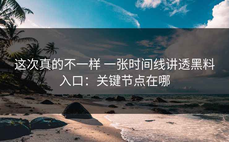 这次真的不一样 一张时间线讲透黑料入口：关键节点在哪