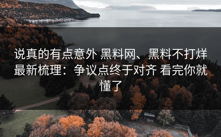 说真的有点意外 黑料网、黑料不打烊最新梳理：争议点终于对齐 看完你就懂了
