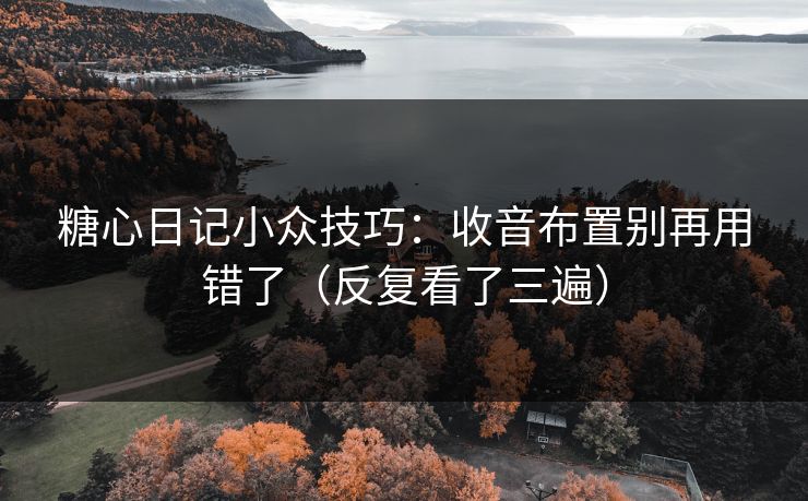 糖心日记小众技巧：收音布置别再用错了（反复看了三遍）