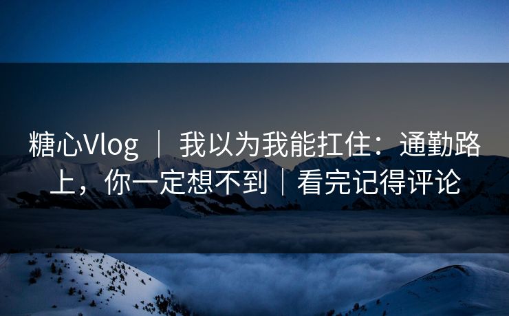 糖心Vlog ｜ 我以为我能扛住：通勤路上，你一定想不到｜看完记得评论