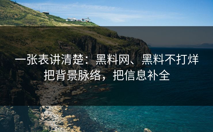 一张表讲清楚：黑料网、黑料不打烊把背景脉络，把信息补全