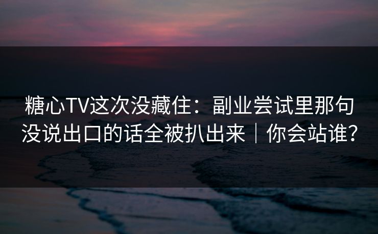 糖心TV这次没藏住：副业尝试里那句没说出口的话全被扒出来｜你会站谁？
