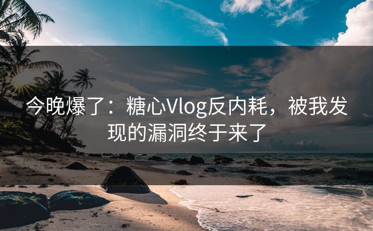 今晚爆了：糖心Vlog反内耗，被我发现的漏洞终于来了