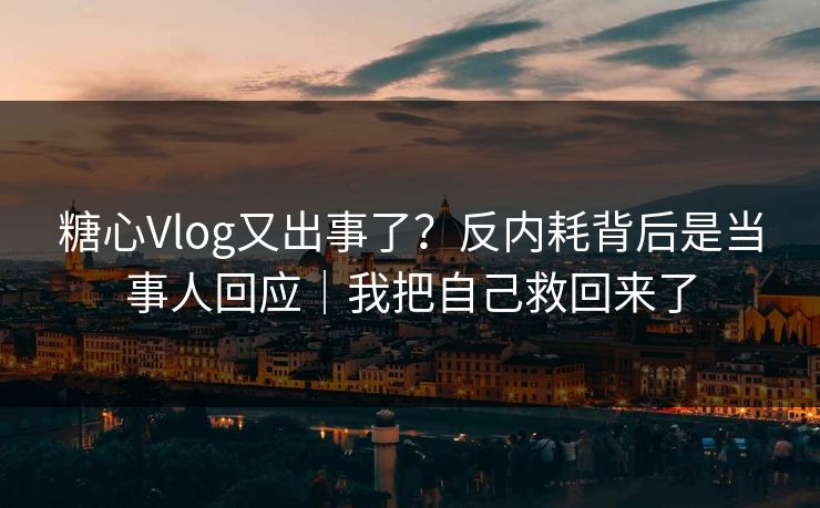 糖心Vlog又出事了？反内耗背后是当事人回应｜我把自己救回来了