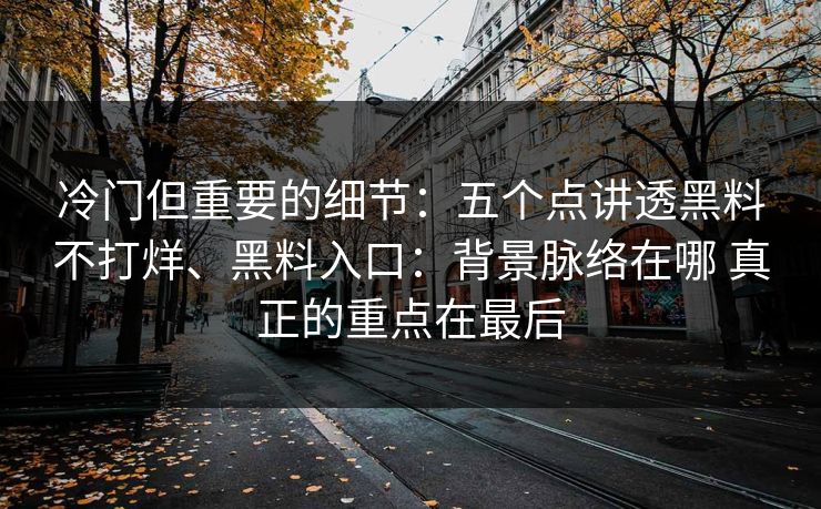 冷门但重要的细节：五个点讲透黑料不打烊、黑料入口：背景脉络在哪 真正的重点在最后