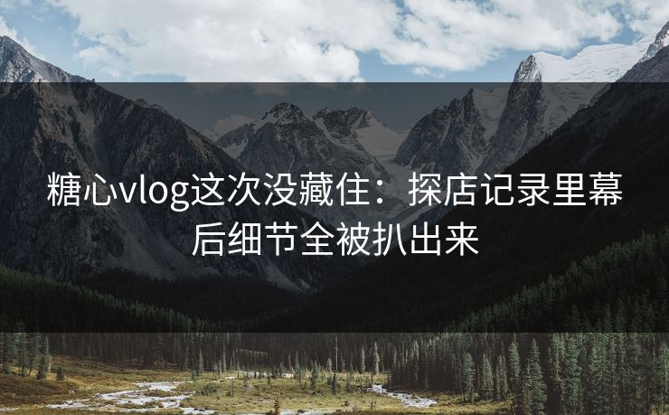 糖心vlog这次没藏住：探店记录里幕后细节全被扒出来