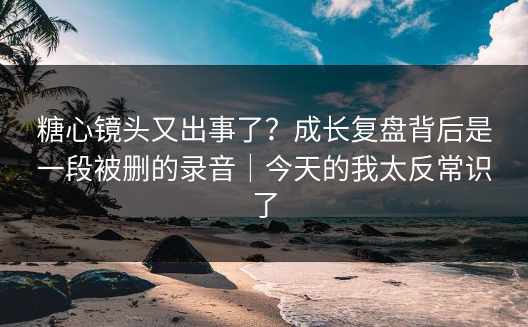糖心镜头又出事了？成长复盘背后是一段被删的录音｜今天的我太反常识了