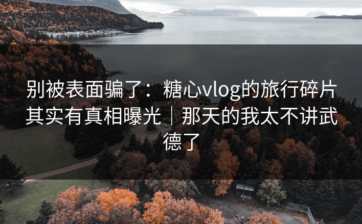 别被表面骗了：糖心vlog的旅行碎片其实有真相曝光｜那天的我太不讲武德了